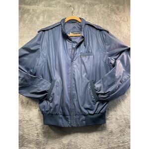 Vintage Members Only Bomber Jacket Mens 42L Blue Full Zip Iconic Racer DAMAGED